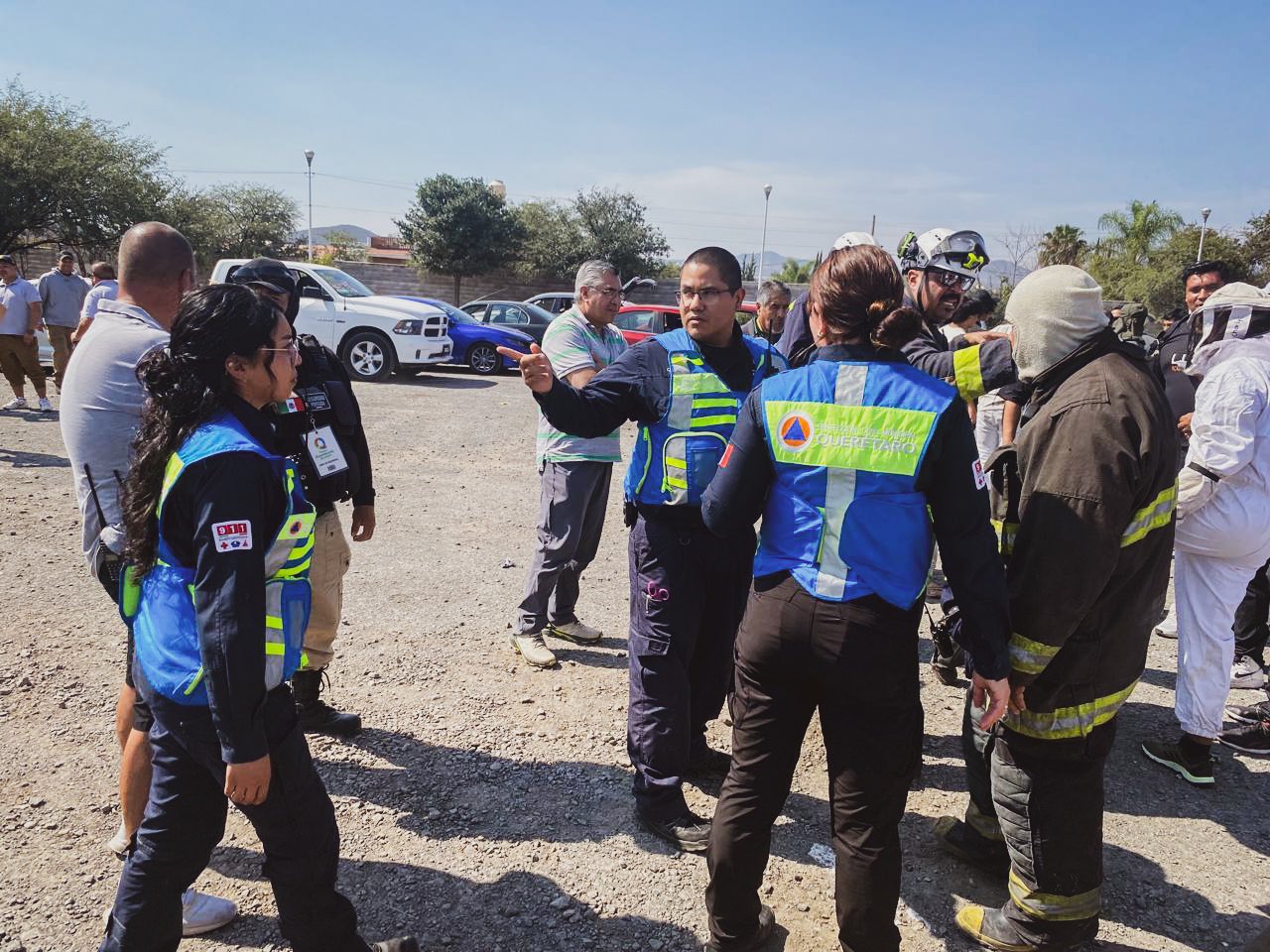 Protección Civil y apicultores especializados intervienen en la zona para controlar a las abejas agresoras.